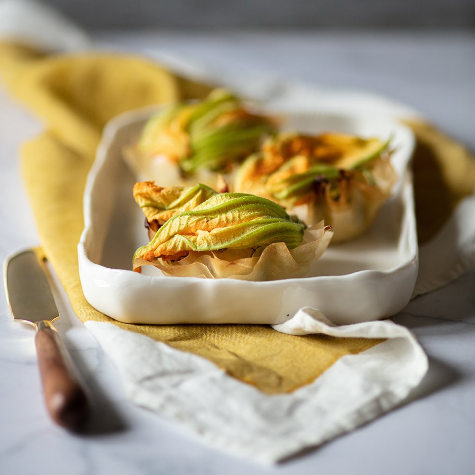 Pastafilo con zucchine e fiore